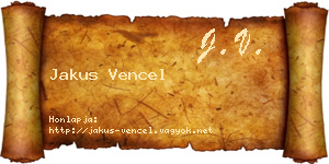 Jakus Vencel névjegykártya